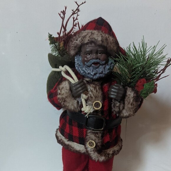 Ashland Other - NWOT 12" Black Santa Claus Red Plaid Lumberjack Xmas Decor African American HTF